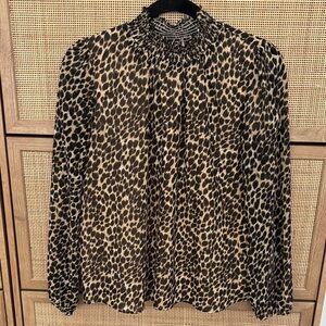 J. Crew Leopard Print Blouse - Black and Tan